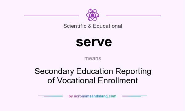 What does serve mean? It stands for Secondary Education Reporting of Vocational Enrollment