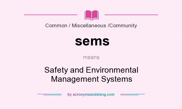 What does sems mean? It stands for Safety and Environmental Management Systems
