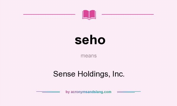 What does seho mean? It stands for Sense Holdings, Inc.