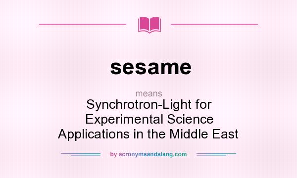 What does sesame mean? It stands for Synchrotron-Light for Experimental Science Applications in the Middle East
