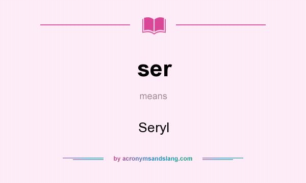 What does ser mean? It stands for Seryl