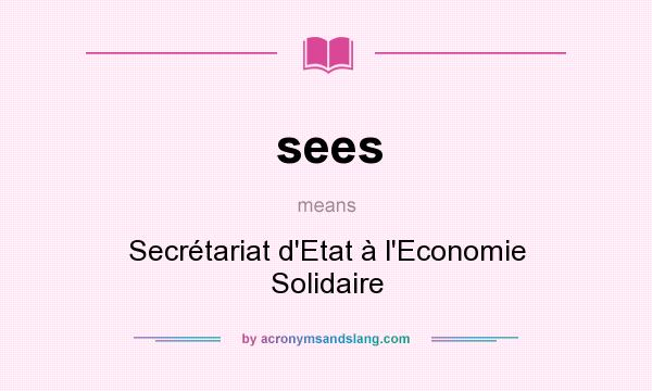 What does sees mean? It stands for Secrétariat d`Etat à l`Economie Solidaire