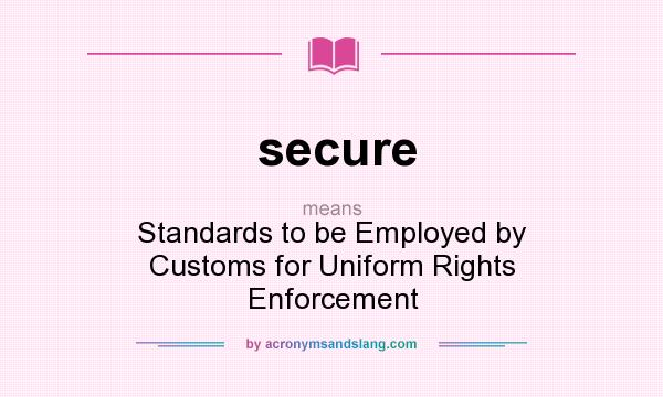 What does secure mean? It stands for Standards to be Employed by Customs for Uniform Rights Enforcement