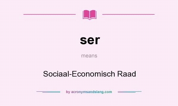 What does ser mean? It stands for Sociaal-Economisch Raad