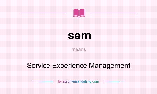 What does sem mean? It stands for Service Experience Management