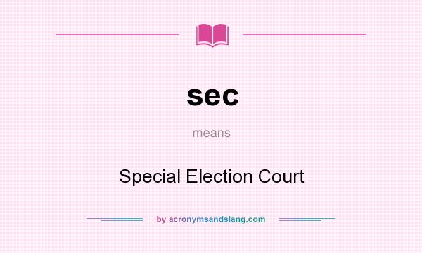 What does sec mean? It stands for Special Election Court