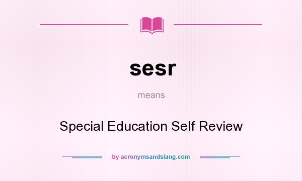What does sesr mean? It stands for Special Education Self Review