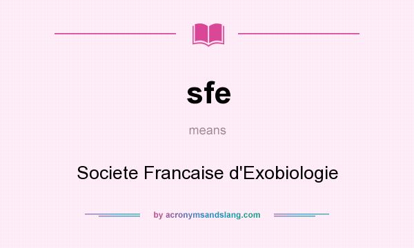 What does sfe mean? It stands for Societe Francaise d`Exobiologie