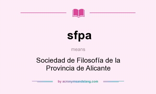 What does sfpa mean? It stands for Sociedad de Filosofía de la Provincia de Alicante