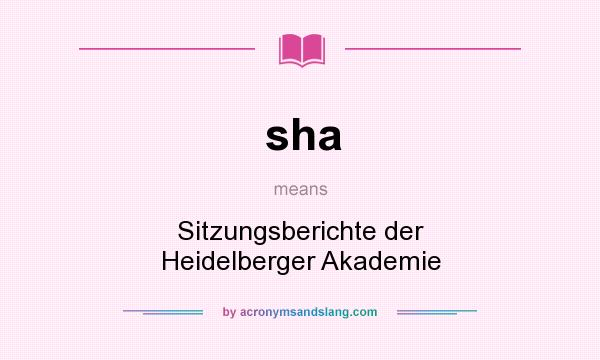 What does sha mean? It stands for Sitzungsberichte der Heidelberger Akademie