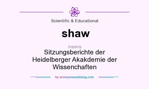 What does shaw mean? It stands for Sitzungsberichte der Heidelberger Akakdemie der Wissenchaften