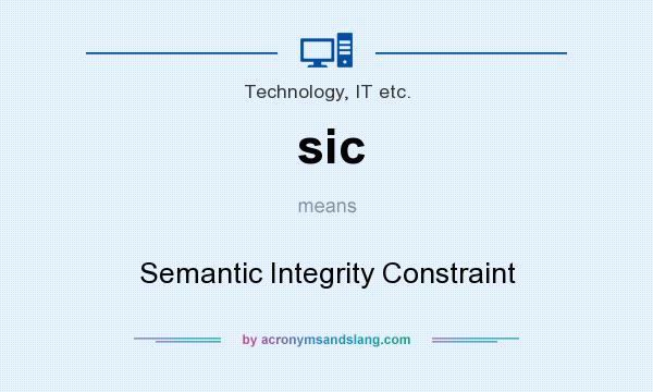 What does sic mean? It stands for Semantic Integrity Constraint