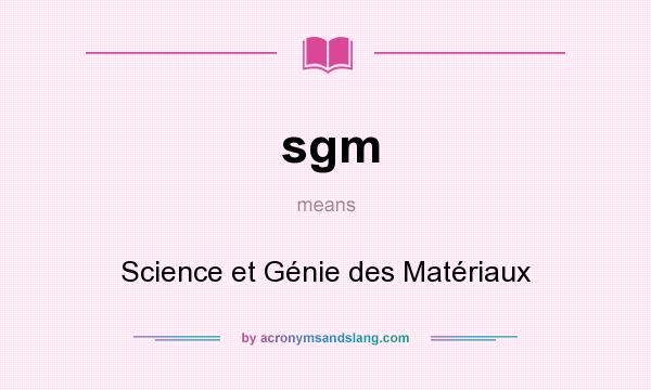 What does sgm mean? It stands for Science et Génie des Matériaux
