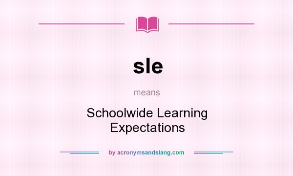 What does sle mean? It stands for Schoolwide Learning Expectations