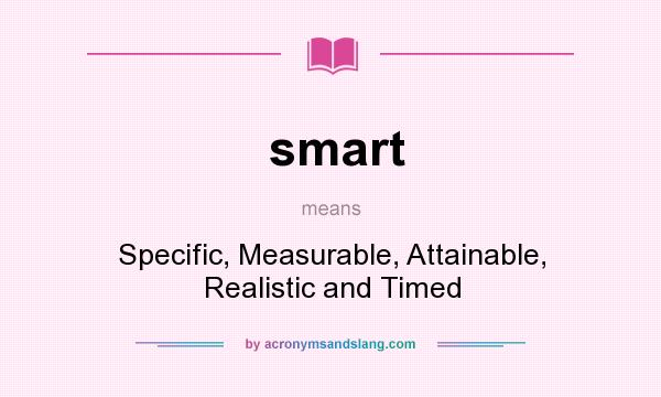What does smart mean? It stands for Specific, Measurable, Attainable, Realistic and Timed
