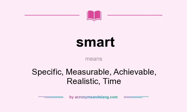 What does smart mean? It stands for Specific, Measurable, Achievable, Realistic, Time