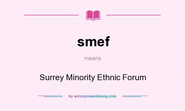 What does smef mean? It stands for Surrey Minority Ethnic Forum