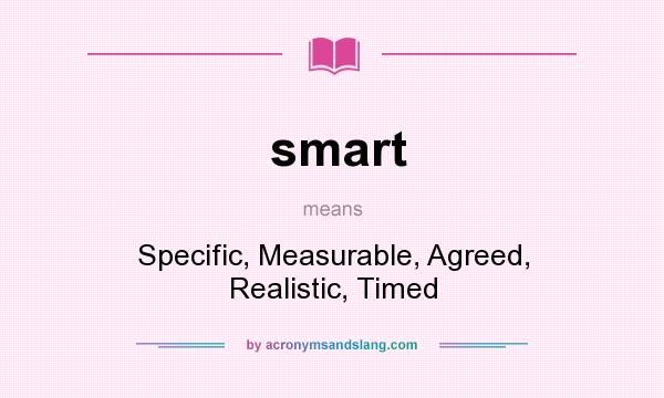 What does smart mean? It stands for Specific, Measurable, Agreed, Realistic, Timed