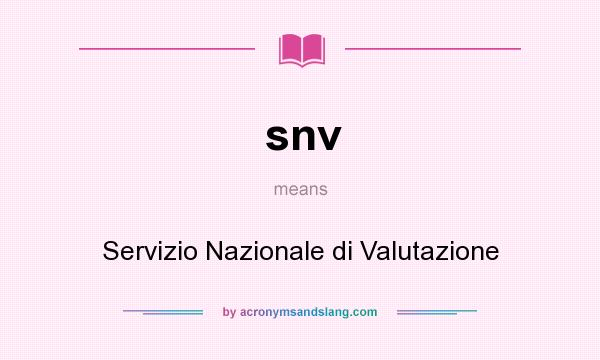 What does snv mean? It stands for Servizio Nazionale di Valutazione