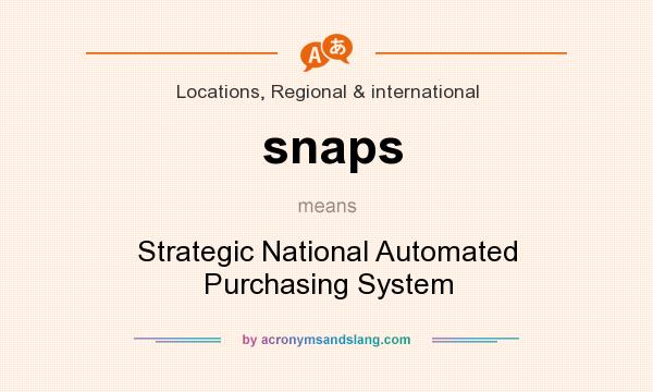 What does snaps mean? It stands for Strategic National Automated Purchasing System