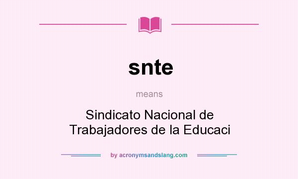 What does snte mean? It stands for Sindicato Nacional de Trabajadores de la Educaci