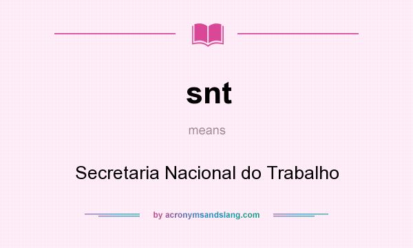 What does snt mean? It stands for Secretaria Nacional do Trabalho