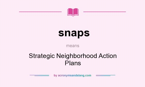 What does snaps mean? It stands for Strategic Neighborhood Action Plans