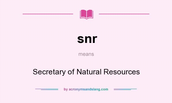 What does snr mean? It stands for Secretary of Natural Resources