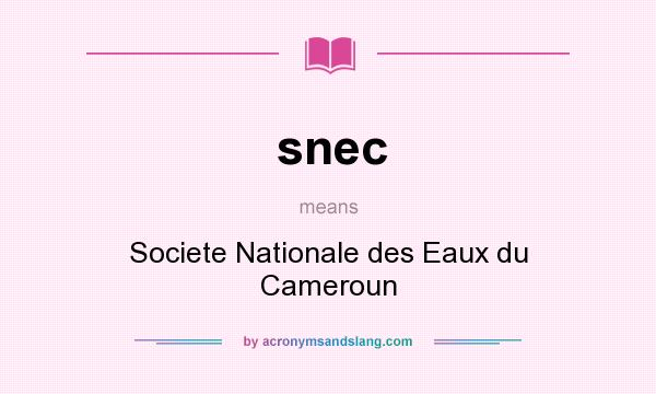 What does snec mean? It stands for Societe Nationale des Eaux du Cameroun