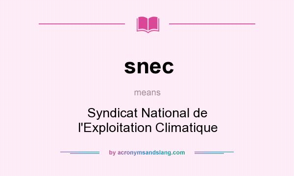 What does snec mean? It stands for Syndicat National de l`Exploitation Climatique