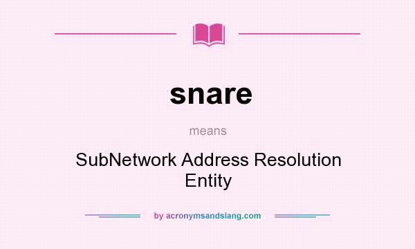 What does snare mean? It stands for SubNetwork Address Resolution Entity