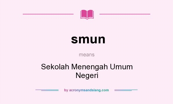 What does smun mean? It stands for Sekolah Menengah Umum Negeri