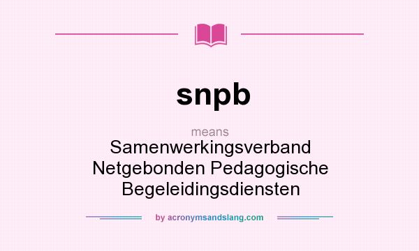 What does snpb mean? It stands for Samenwerkingsverband Netgebonden Pedagogische Begeleidingsdiensten