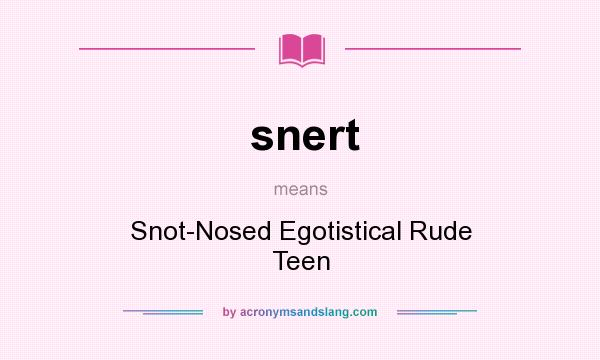 What does snert mean? It stands for Snot-Nosed Egotistical Rude Teen