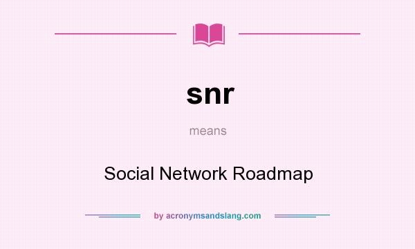 What does snr mean? It stands for Social Network Roadmap