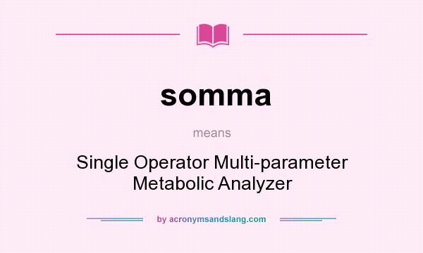What does somma mean? It stands for Single Operator Multi-parameter Metabolic Analyzer