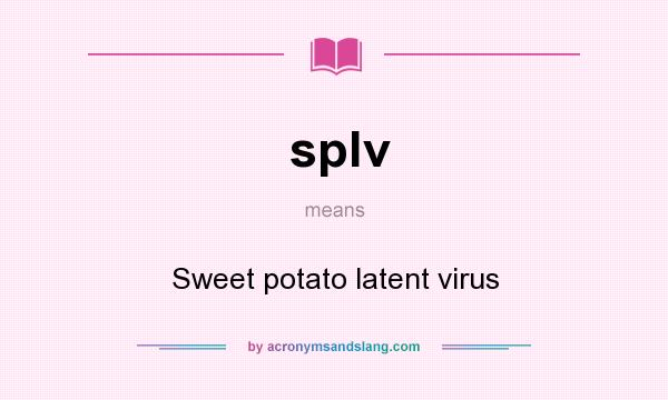 What does splv mean? It stands for Sweet potato latent virus