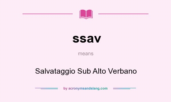What does ssav mean? It stands for Salvataggio Sub Alto Verbano