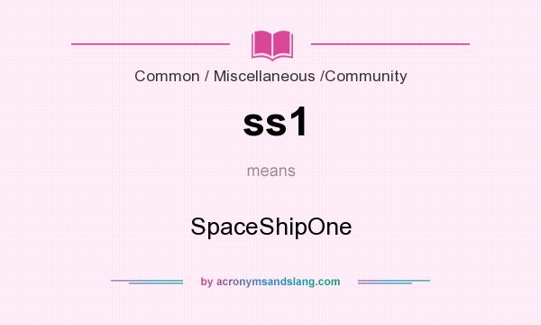 What does ss1 mean? It stands for SpaceShipOne