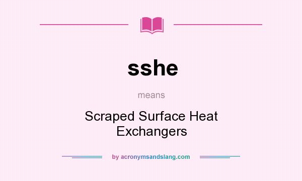 What does sshe mean? It stands for Scraped Surface Heat Exchangers