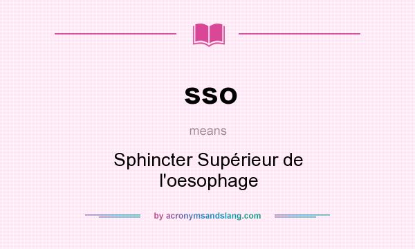 What does sso mean? It stands for Sphincter Supérieur de l`oesophage