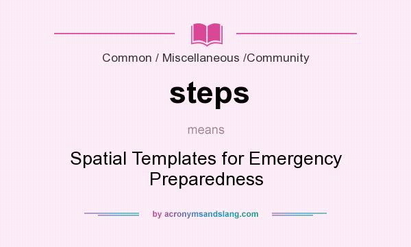 What does steps mean? It stands for Spatial Templates for Emergency Preparedness