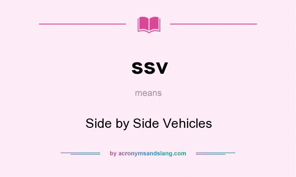 What does ssv mean? It stands for Side by Side Vehicles