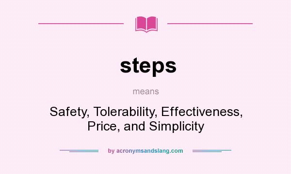 What does steps mean? It stands for Safety, Tolerability, Effectiveness, Price, and Simplicity