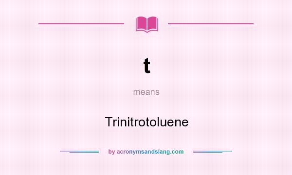 What does t mean? It stands for Trinitrotoluene