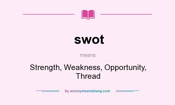 What does swot mean? It stands for Strength, Weakness, Opportunity, Thread