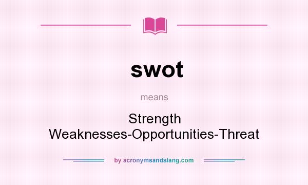 What does swot mean? It stands for Strength Weaknesses-Opportunities-Threat