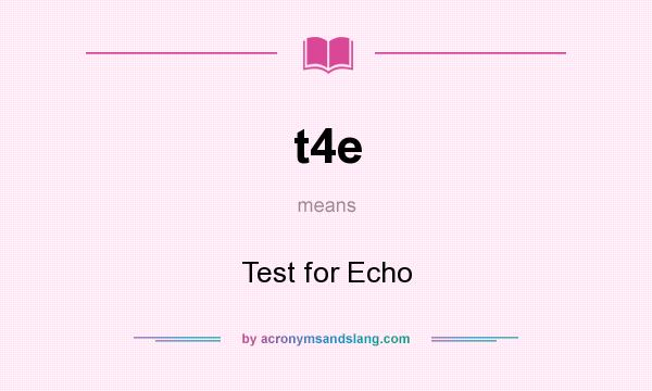 What does t4e mean? It stands for Test for Echo