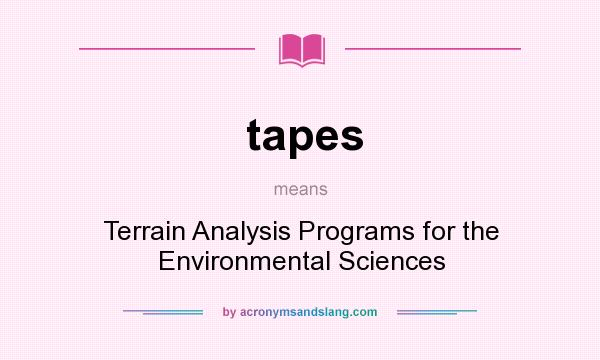 What does tapes mean? It stands for Terrain Analysis Programs for the Environmental Sciences