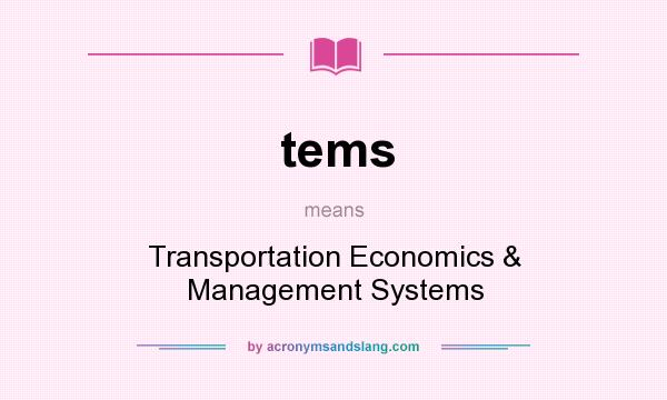 What does tems mean? It stands for Transportation Economics & Management Systems